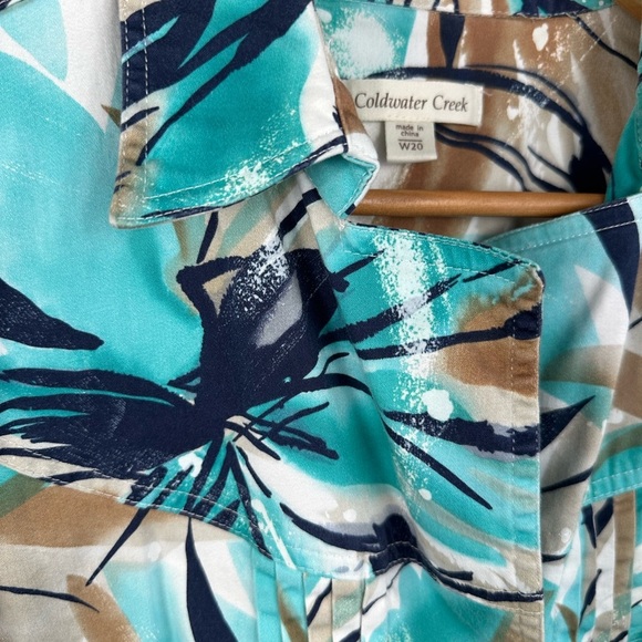 COLDWATER CREEK Jacket Womens Plus size W20 Blue Print Pockets Snaps Front - Picture 2 of 9